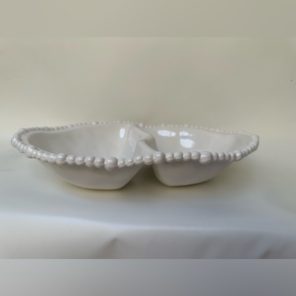 Brand New Home Expressions White Melamine Beaded Divided Serving Bowl - Picture 2 of 4